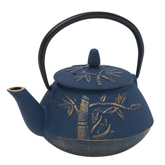 Avanti Bamboo Cast Iron Teapot, 800ml - Navy / Bronze - Hospitality Connect