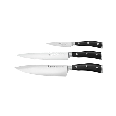 WUSTHOF CLASSIC IKON BLACK KNIFE SET 3 PIECE (1120360301W) - Hospitality Connect