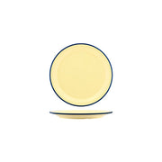 JAB VINTAGE YELLOW/BLUE RIM ENAMEL LOOK ROUND PLATE 190mm Box of 6 - Hospitality Connect