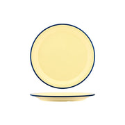 JAB VINTAGE YELLOW/BLUE RIM ENAMEL LOOK ROUND PLATE 255mm Box of 6 - Hospitality Connect