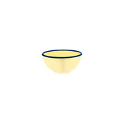 JAB VINTAGE YELLOW/BLUE RIM ENAMEL LOOK ROUND BOWL 125x60mm Box of 6 - Hospitality Connect