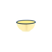 JAB VINTAGE YELLOW/BLUE RIM ENAMEL LOOK ROUND BOWL 150x70mm Box of 6 - Hospitality Connect
