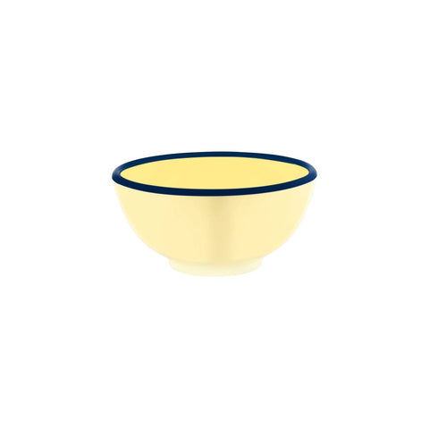 JAB VINTAGE YELLOW/BLUE RIM ENAMEL LOOK ROUND BOWL 175x80mm Box of 6 - Hospitality Connect