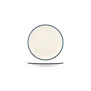 JAB VINTAGE CREAM/BLUE RIM ENAMEL LOOK ROUND PLATE 190mm Box of 6 - Hospitality Connect