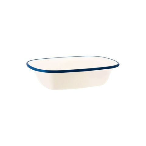 JAB VINTAGE CREAM/BLUE RIM ENAMEL LOOK RECT SERVER 200x145mm Box of 12 - Hospitality Connect