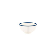 JAB VINTAGE CREAM/BLUE RIM ENAMEL LOOK ROUND BOWL 125x60mm Box of 6 - Hospitality Connect