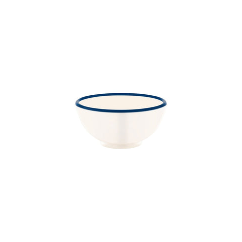 JAB VINTAGE CREAM/BLUE RIM ENAMEL LOOK ROUND BOWL 150x70mm Box of 6 - Hospitality Connect