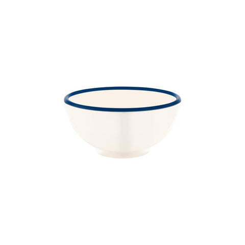 JAB VINTAGE CREAM/BLUE RIM ENAMEL LOOK ROUND BOWL 175x80mm Box of 6 - Hospitality Connect