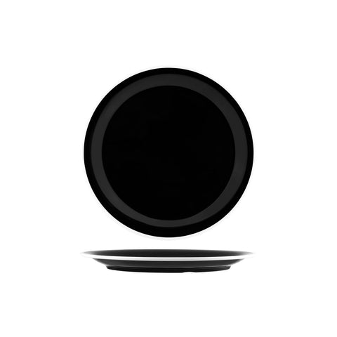 JAB VINTAGE BLACK/WHITE RIM ENAMEL LOOK ROUND PLATE 255mm Box of 6 - Hospitality Connect