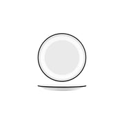 JAB VINTAGE WHITE/BLACK RIM ENAMEL LOOK ROUND PLATE 190mm Box of 6 - Hospitality Connect