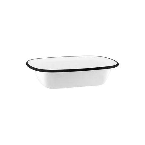 JAB VINTAGE WHITE/BLACK RIM ENAMEL LOOK RECT SERVER 200x145m Box of 12 - Hospitality Connect