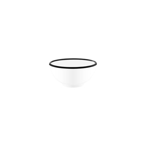 JAB VINTAGE WHITE/BLACK RIM ENAMEL LOOK ROUND BOWL 125x60mm Box of 6 - Hospitality Connect
