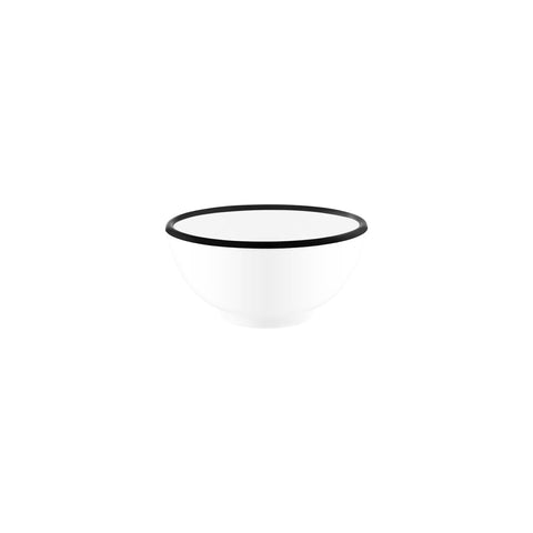 JAB VINTAGE WHITE/BLACK RIM ENAMEL LOOK ROUND BOWL 150x70mm Box of 6 - Hospitality Connect