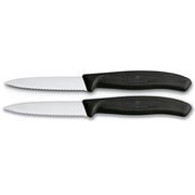 Victorinox Paring Knife,8 cm Pointed Tip,Wavy Edge,2 pc Set,Classic Black - Hospitality Connect