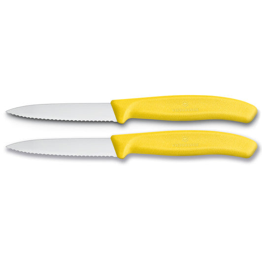 Victorinox Paring Knife,8 cm Pointed Tip,Wavy Edge,2 pc Set,Classic Yellow - Hospitality Connect