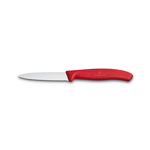Victorinox Paring Knife,10 cm Pointed Tip,Wavy Edge,Classic,Red - Hospitality Connect