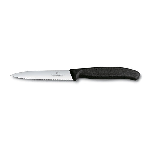Victorinox Paring Knife,10 cm Pointed Tip,Wavy Edge,Classic,Black - Hospitality Connect
