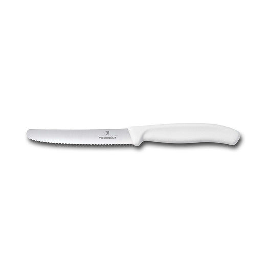 Victorinox Steak & Tomato Knife,11cm Round Tip,Wavy Edge,Classic,White - Hospitality Connect
