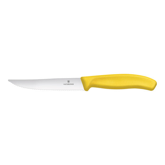 Victorinox Steak & Pizza Knife 12cm,Wide Blade,Wavy Edge,Classic,Yellow - Hospitality Connect