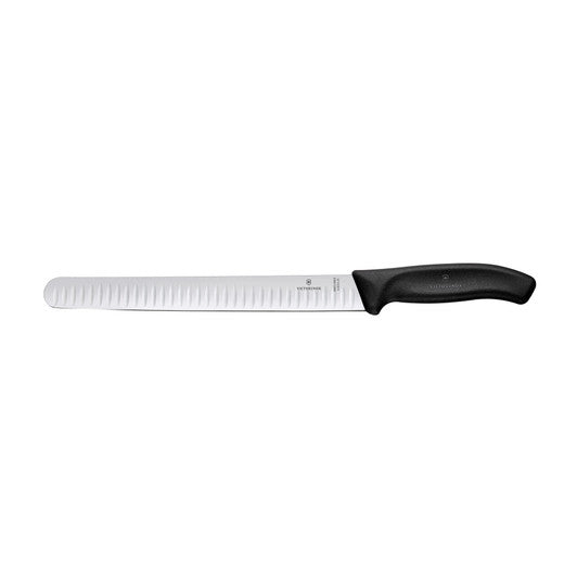 Victorinox Slicing Knife,25cm Round Tip Wide Fluted Blade,Classic,Black Gift Boxed - Hospitality Connect