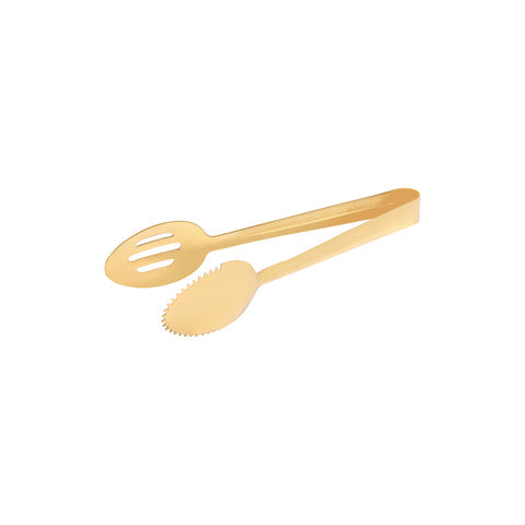 TABLEKRAFT SPOON TONGS 1 SIDE SLOTTED 1pc GOLD 245mm - Hospitality Connect