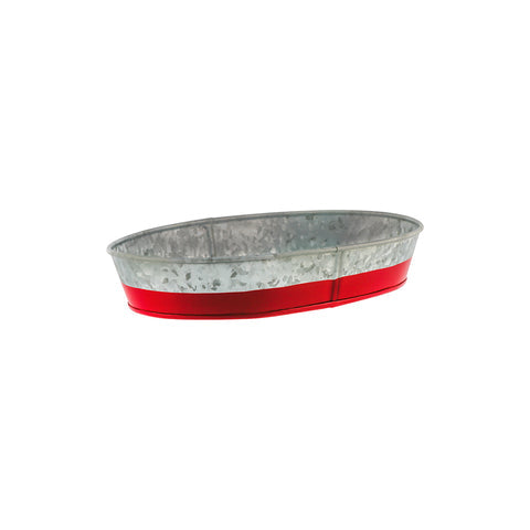 CHEF INOX CONEY IS GALV OVAL TRAY 270x190x45mm DIPPED RED - Hospitality Connect