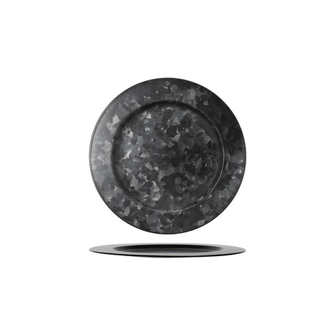 CHEF INOX CONEY IS GALV BLACK ROUND PLATE WIDE RIM 280mm - Hospitality Connect