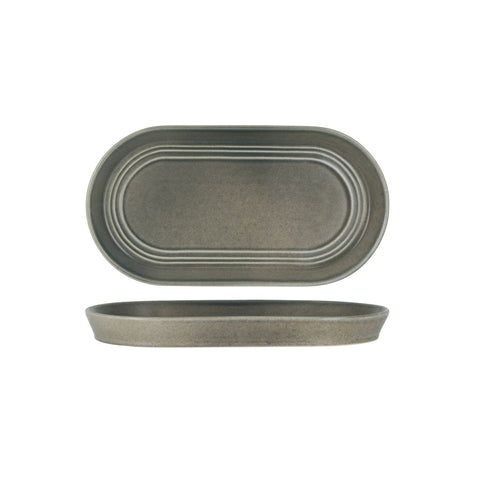 TABLEKRAFT URBAN LOFT OVAL PLATTER 305x165x30mm FROST GREY Box of 2 - Hospitality Connect
