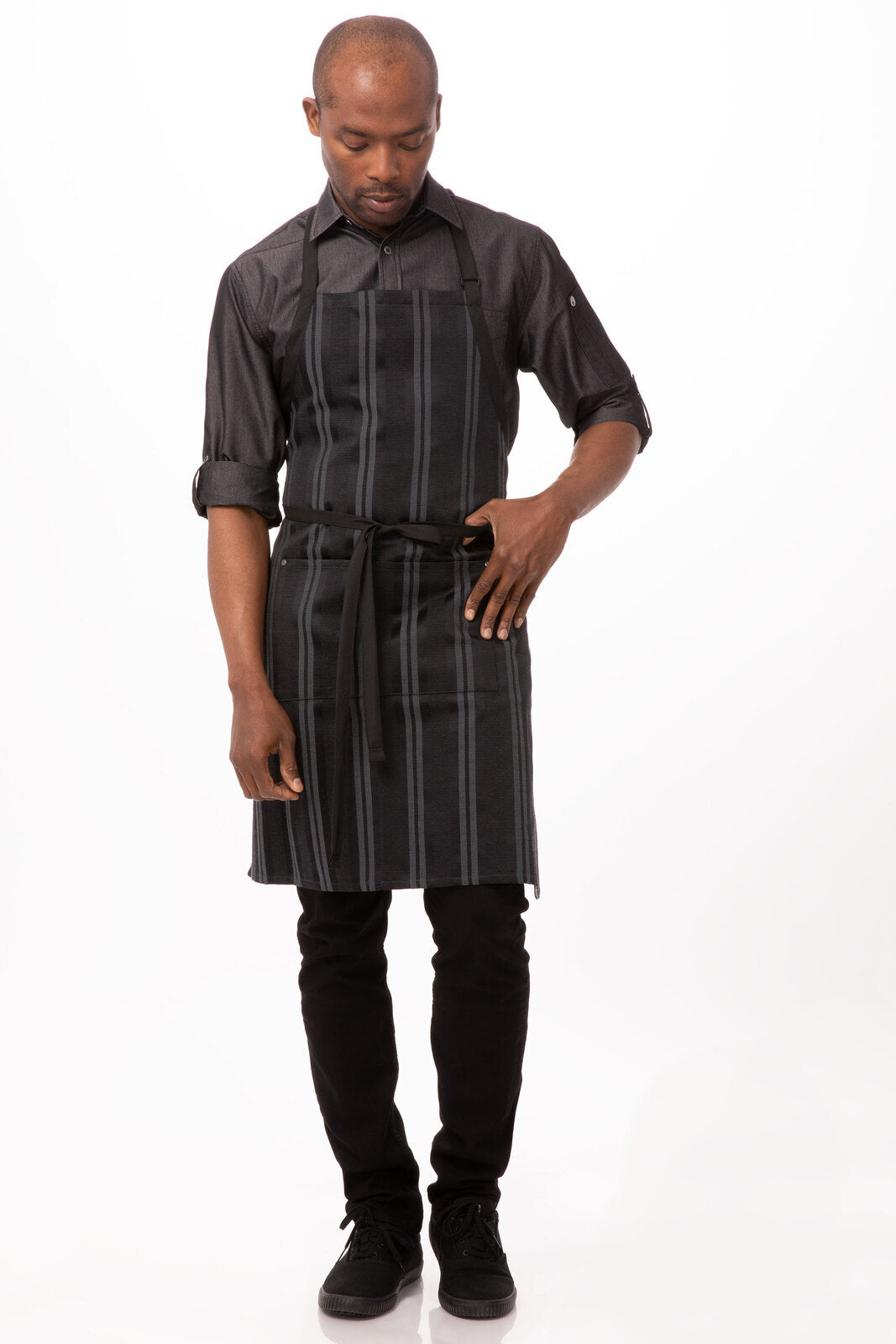 Chef works  Presidio Bib Apron- Black - Hospitality Connect