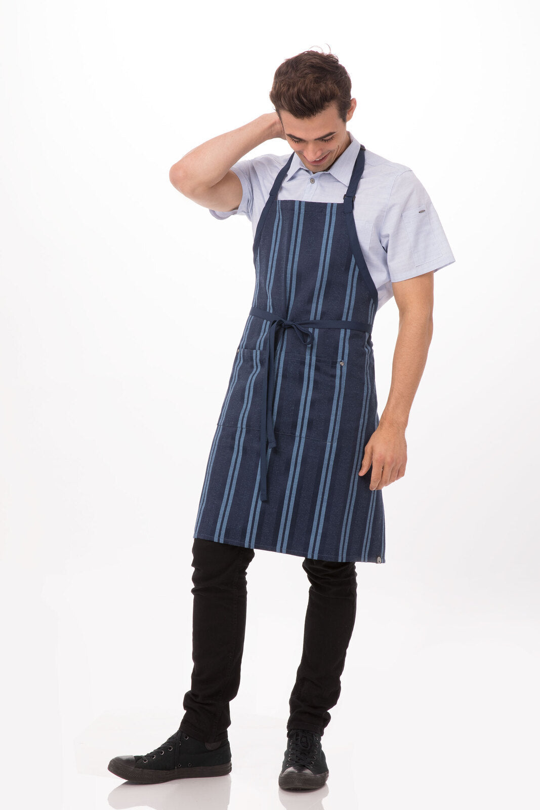 Chef works  Presidio Bib Apron- Navy Blue - Hospitality Connect