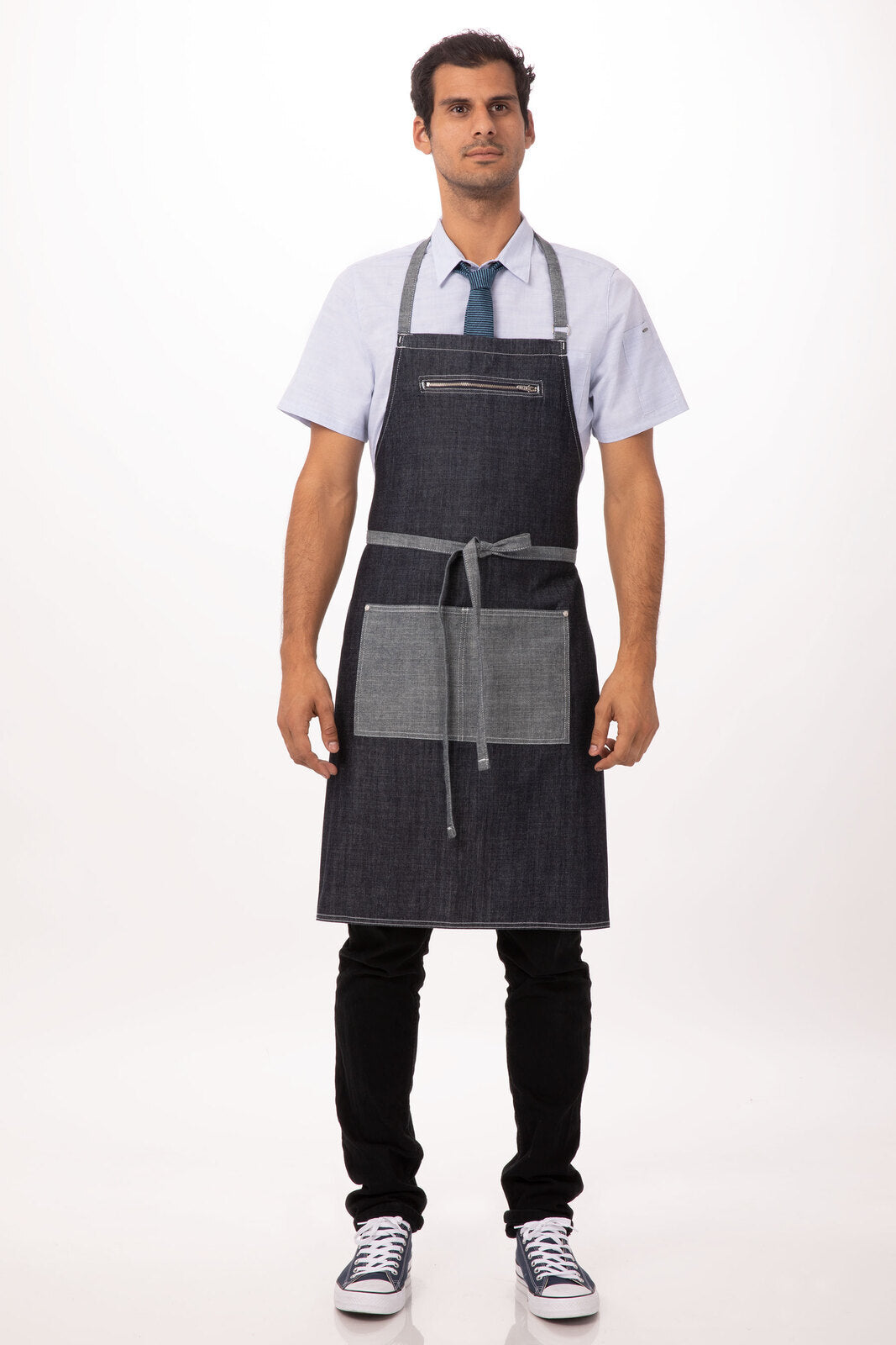 Chef Works Manhattan Bib Apron- Indigo Blue - Hospitality Connect