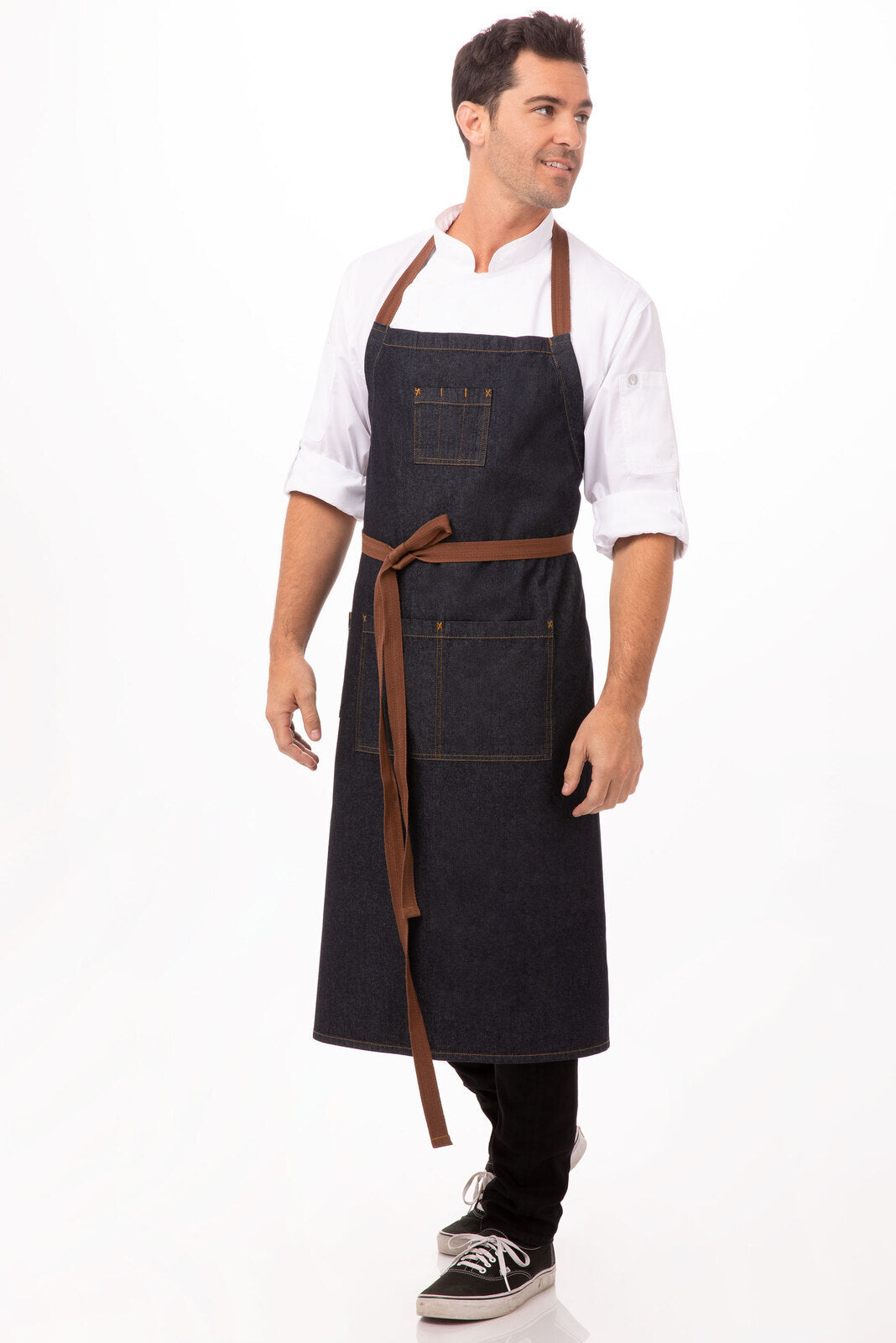 Chef Works Memphis Chefs Bib Apron- Indigo Blue - Hospitality Connect