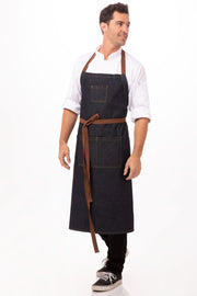 Chef Works Memphis Chefs Bib Apron- Indigo Blue - Hospitality Connect