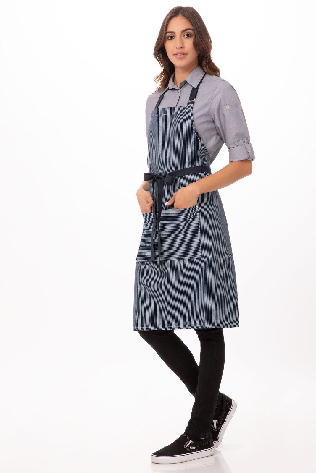 Chef Works Portland Bib Apron- Indigo Blue - Hospitality Connect