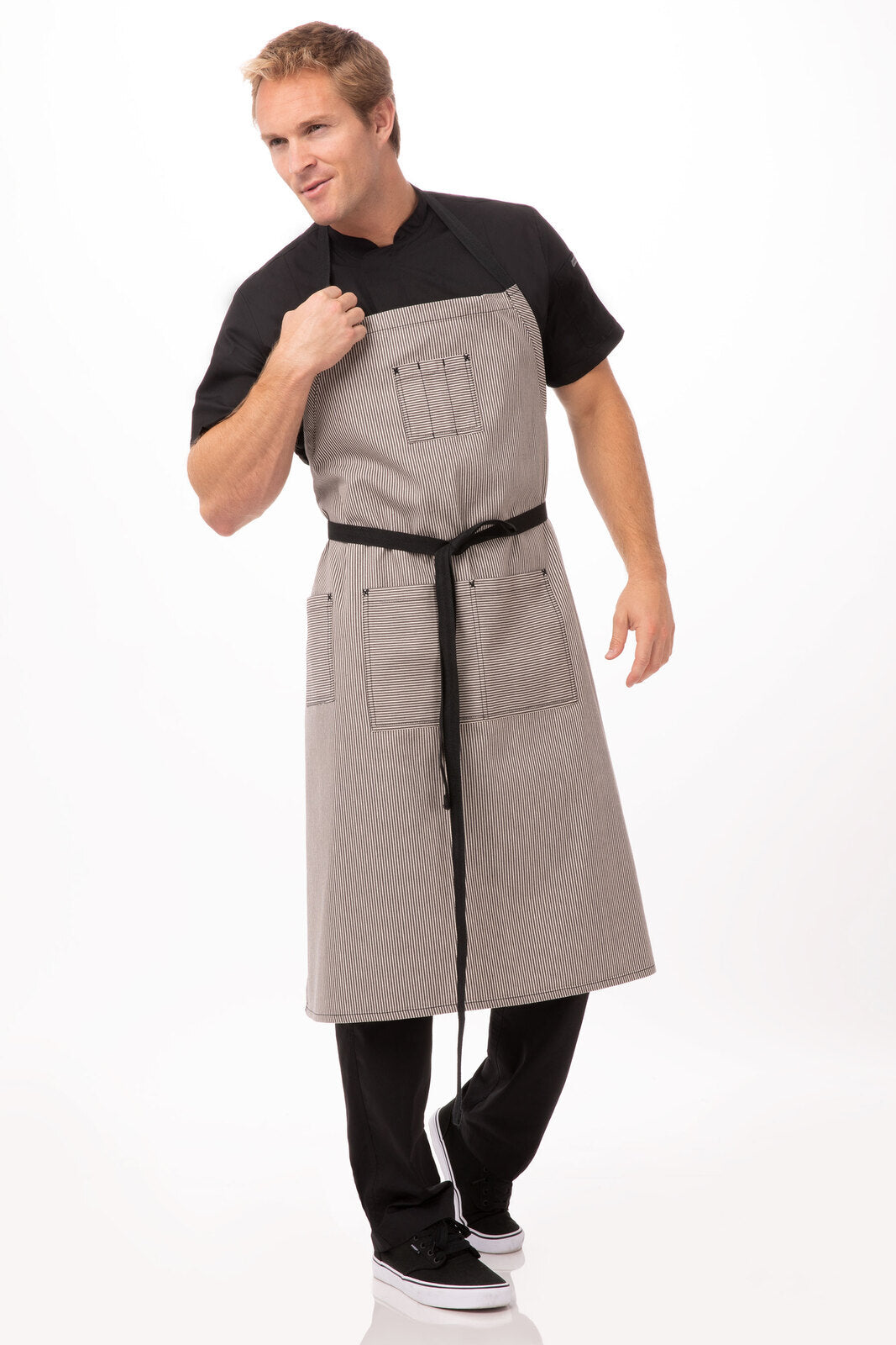 Chef Works Portland Chefs Bib Apron- Black - Hospitality Connect