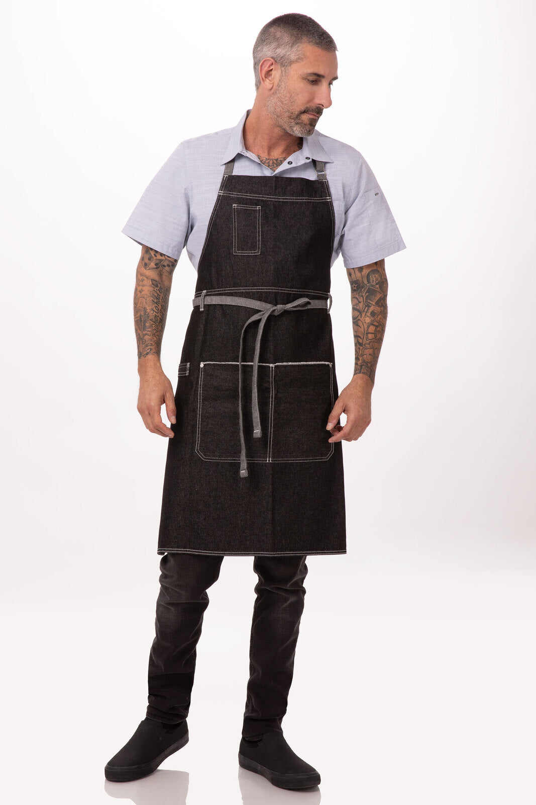 Chef works Bronx Bib Apron- Black - Hospitality Connect
