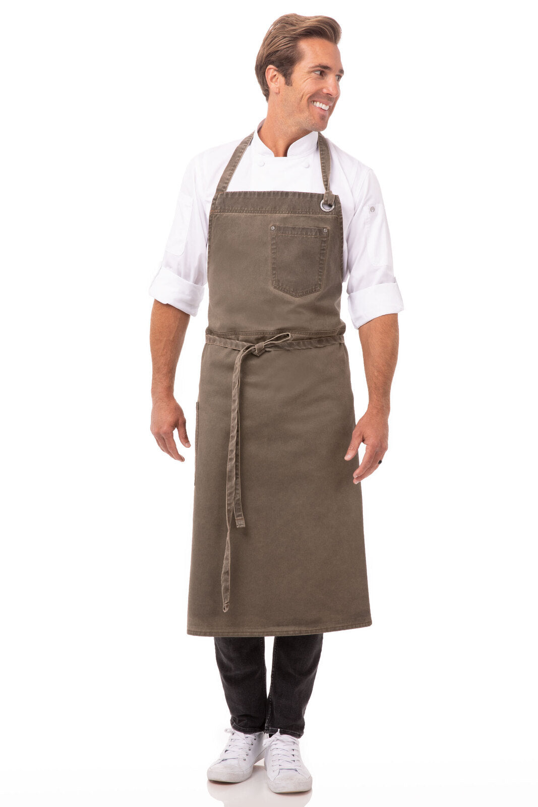 Chef Works Dorset Chefs Bib Apron- Earth Brown - Hospitality Connect