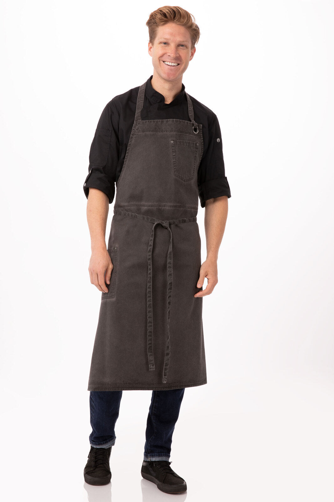 Chef Works Dorset Chefs Bib Apron- Pewter - Hospitality Connect