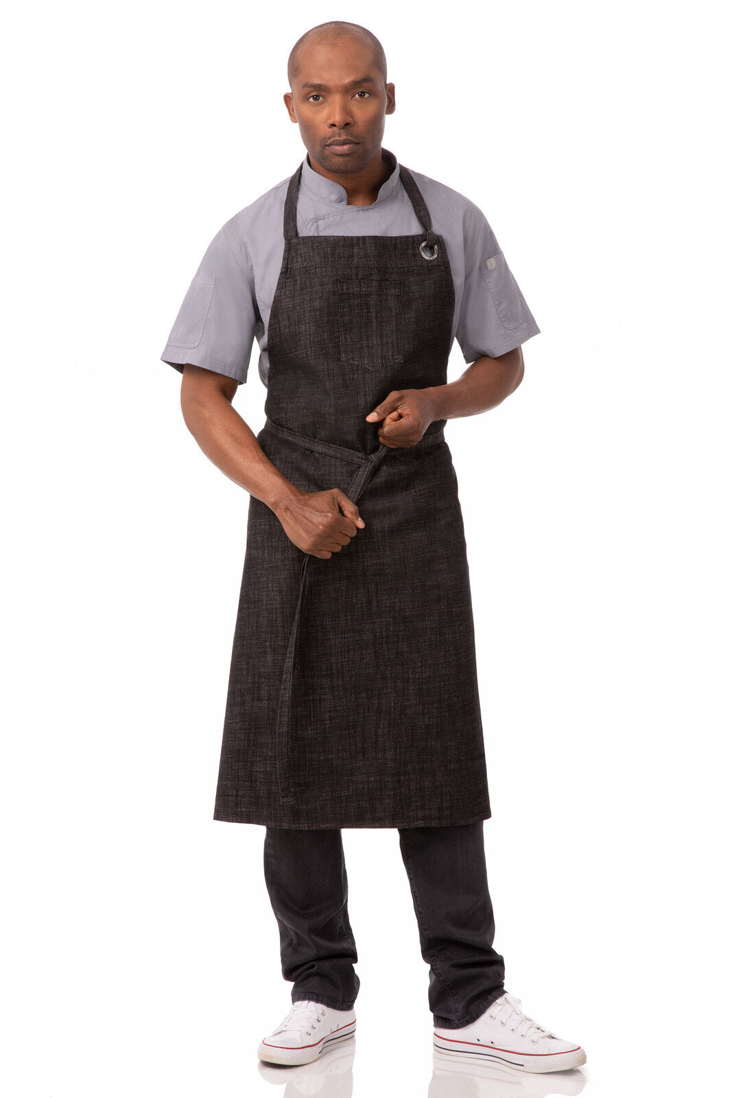 Chef Works Corvallis Chefs Bib Apron- Black Burgundy - Hospitality Connect