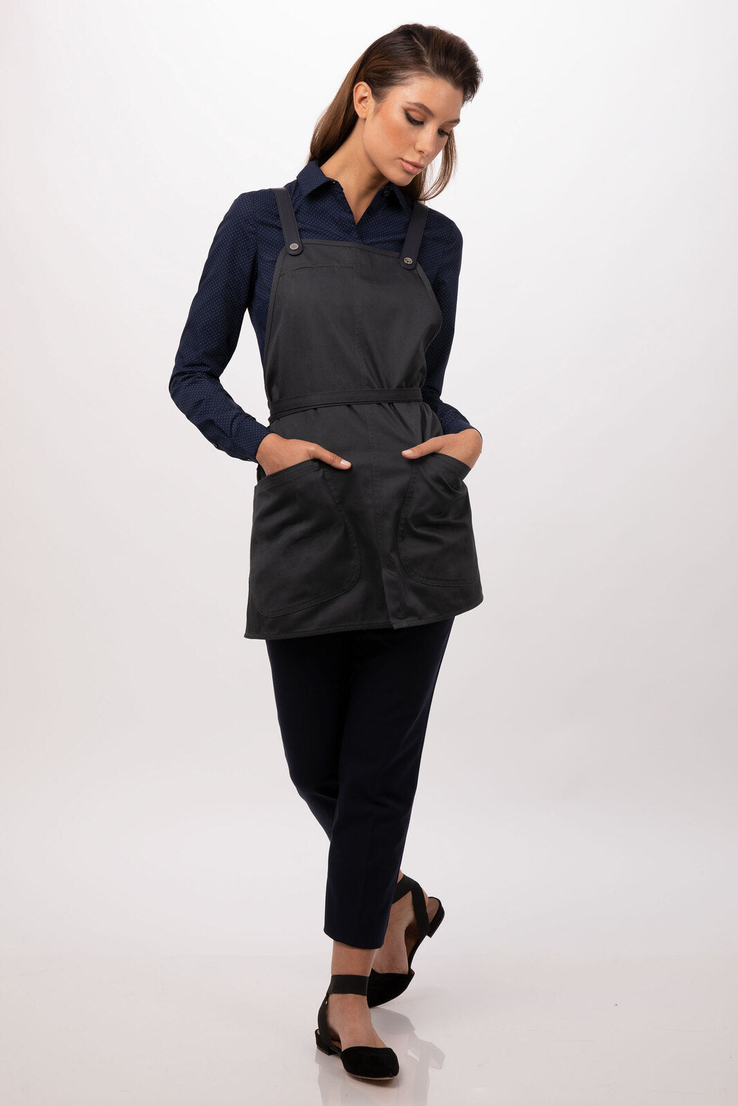 Chef works Largo Short Bib Apron- Charcoal - Hospitality Connect