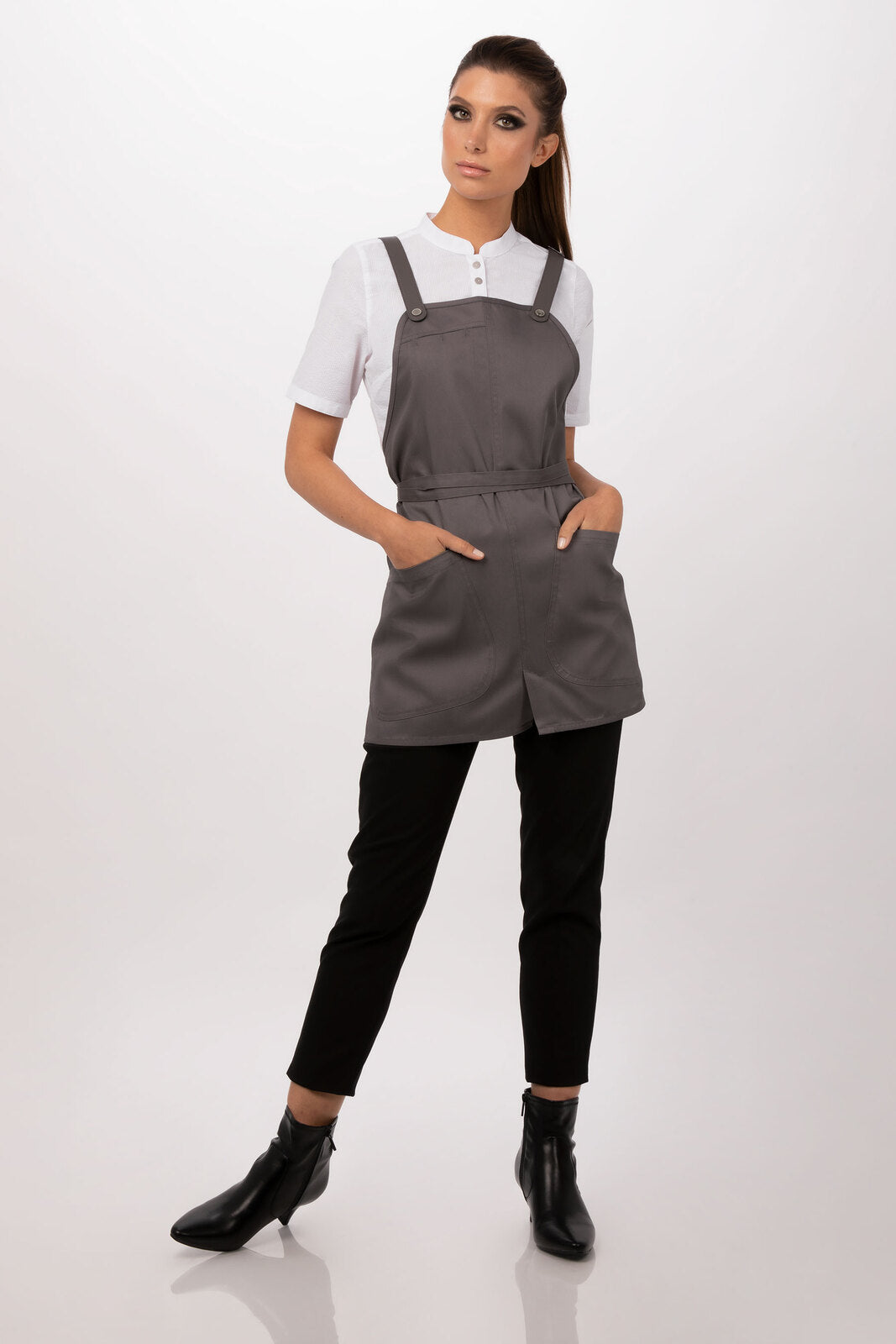 Chef works Largo Short Bib Apron- Mushroom - Hospitality Connect
