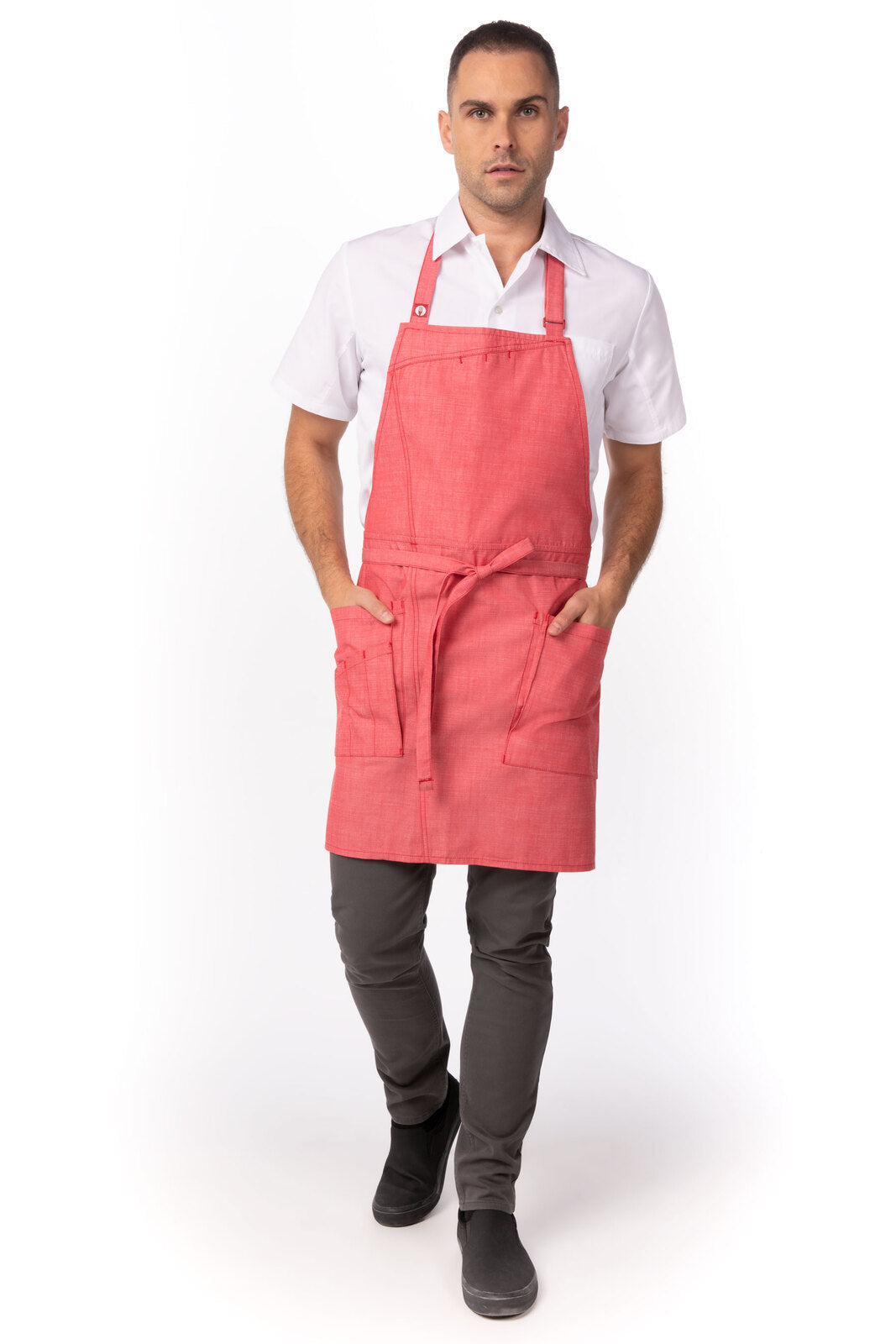 Chef works Medford Bib Apron- Coral - Hospitality Connect