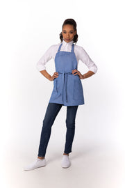 Chef works Medford Short Bib Apron- French Blue - Hospitality Connect