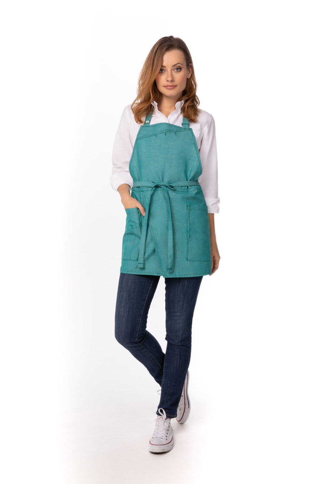 Chef works Medford Short Bib Apron- Jade - Hospitality Connect