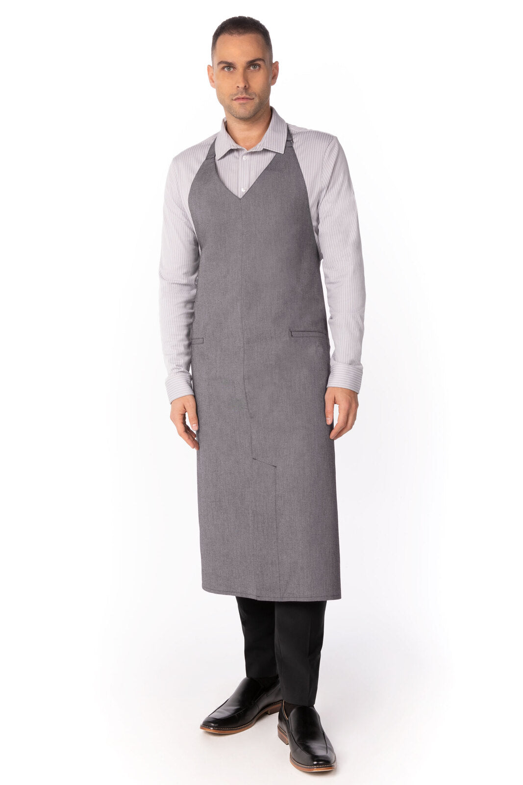 Chef Works Volante V-Neck Bib Apron- Light Grey - Hospitality Connect