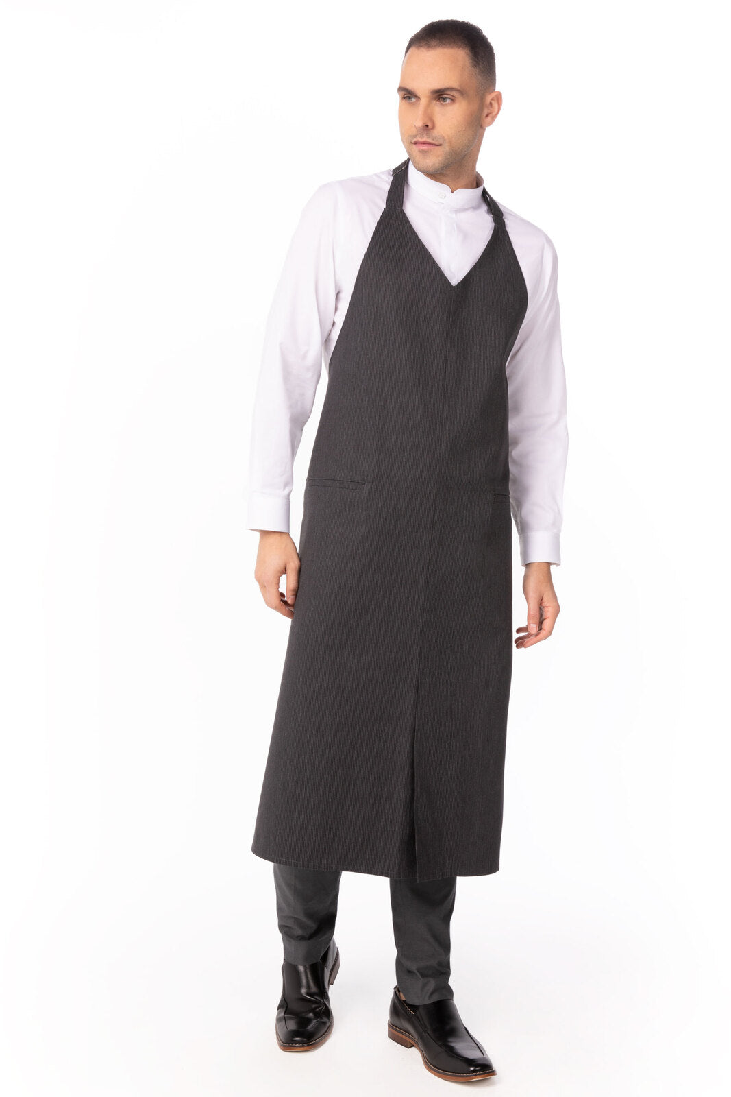 Chef Works Volante V-Neck Bib Apron- Pinstripe - Hospitality Connect
