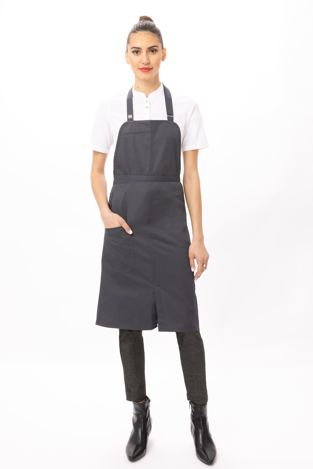 Chef Works Brio Bib Apron- Charcoal - Hospitality Connect