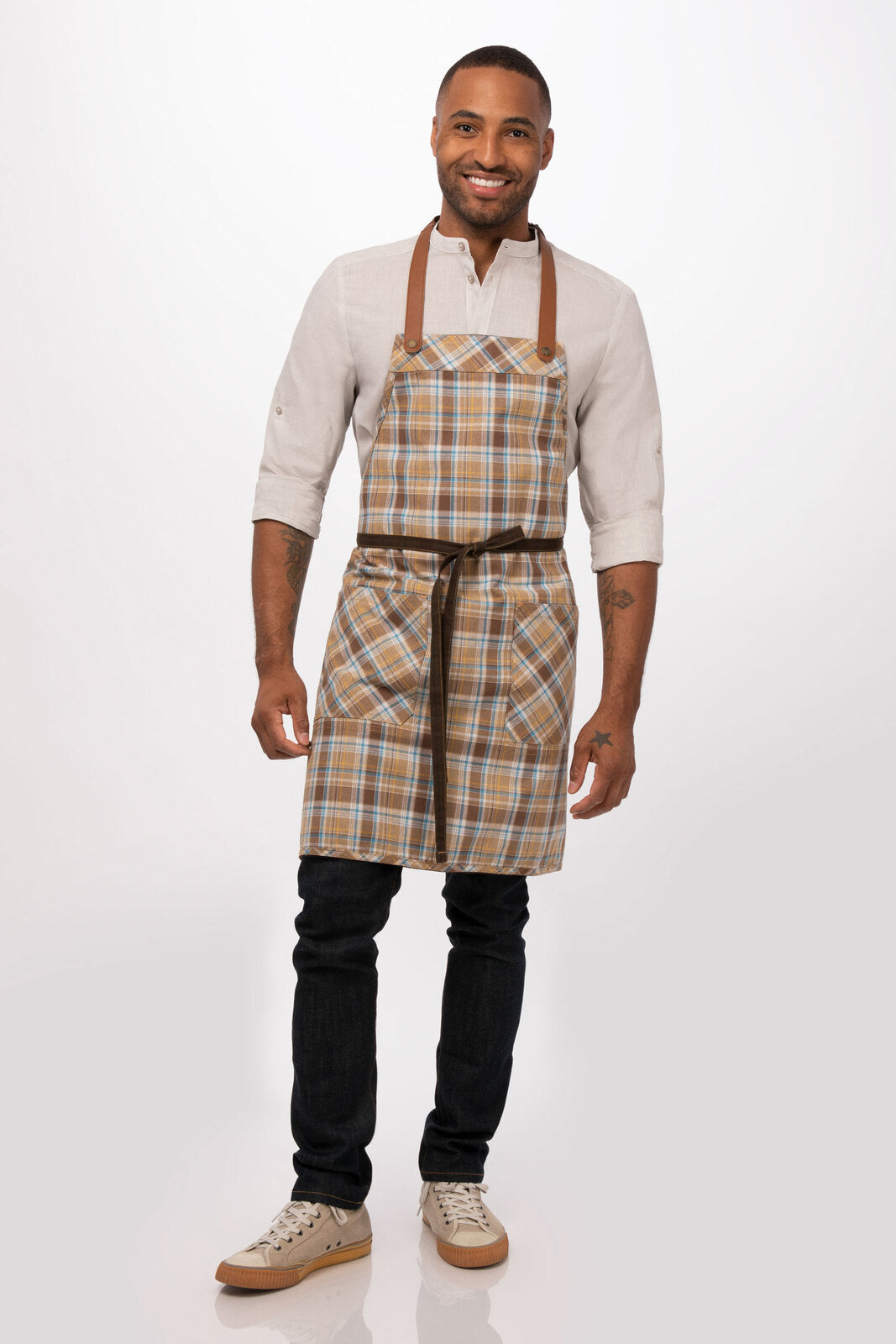 Chef Works Olympia Bib Apron- Brown - Hospitality Connect