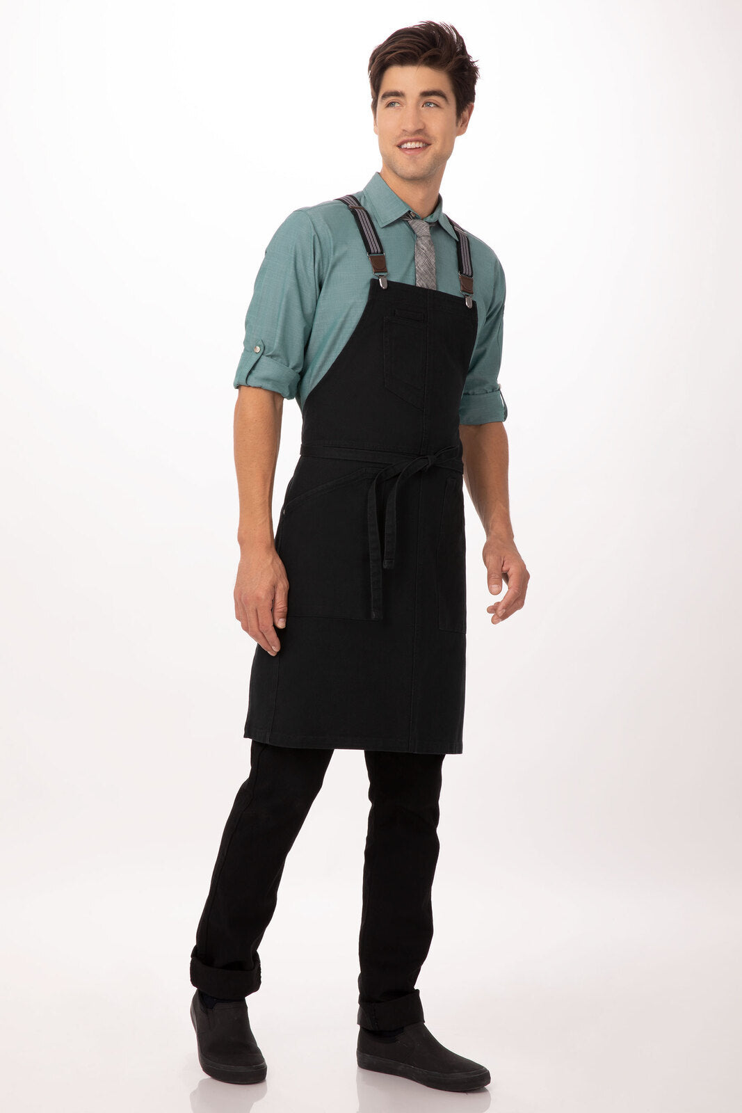 Chef Works Berkeley Bib Apron- Jet Black - Hospitality Connect