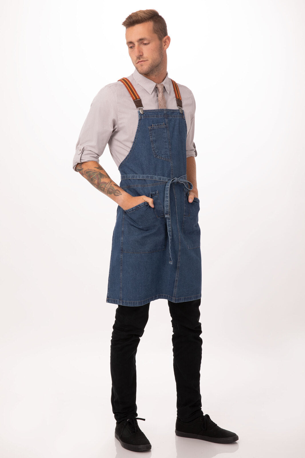 Chef Works Berkeley Bib Apron- Medium Blue - Hospitality Connect